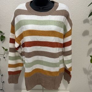 Multicolor Striped Knit Sweater Women Size M and L New Without Tags